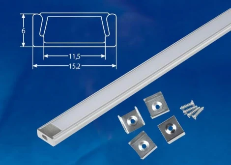 Профиль для светодиодной ленты UFE-K02 Silver/Frozen 200 Polybag Uniel UFE-K