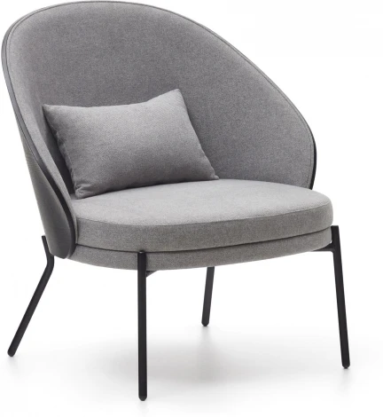 Кресло Eamy светло-серое из шпона ясеня с черной отделкой La Forma (ex Julia Grup) арт.150957