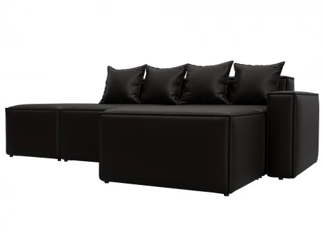 Диван угловой модульный Лига-063 угол правый (ДСП/Пластик/Экокожа/Черный) Лига Диванов 129790
