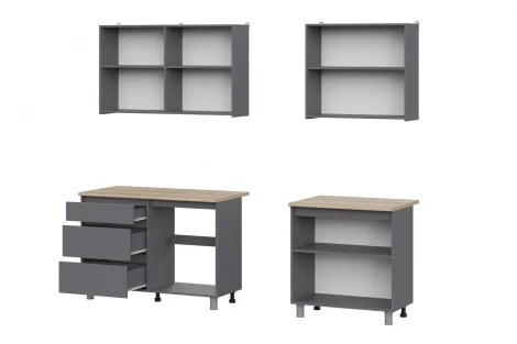 Готовая Кухня Денвер Арника 2 м, Графит серый, Сонома