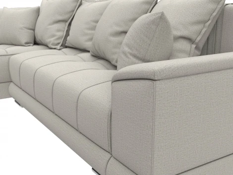 Диван угловой НордСтар левый угол (Бежевый/Рогожка) Лига Диванов арт.122927L