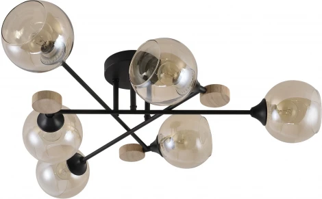 Потолочная люстра на штанге Reluce 01491-0.3-06 BK+WOOD (220V)