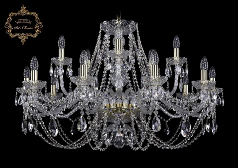 Подвесная люстра Art Classic 11.21 11.21.10+5.360.Gd.Sp (220V, хрусталь, на цепи, подсвечник, свеча)