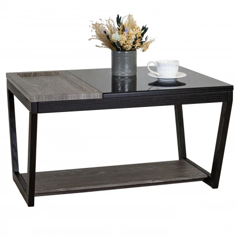 Стол журнальный BeautyStyle 31 дуб шоле графит/венге/стекло черное Mebelik 009462