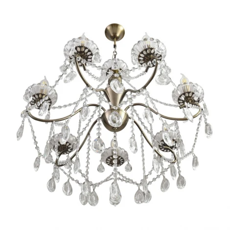 Подвесная люстра с хрустальными подвесками в форме подсвечника Lumion Luina 8346/7 бронза/прозрачный, металл/хрусталь E14 7*40W 220V