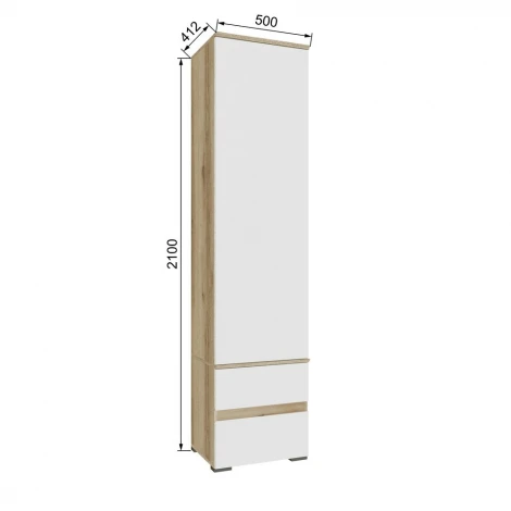 Пенал ТЭКС закрытый Плейона, Дуб Делано, Белый