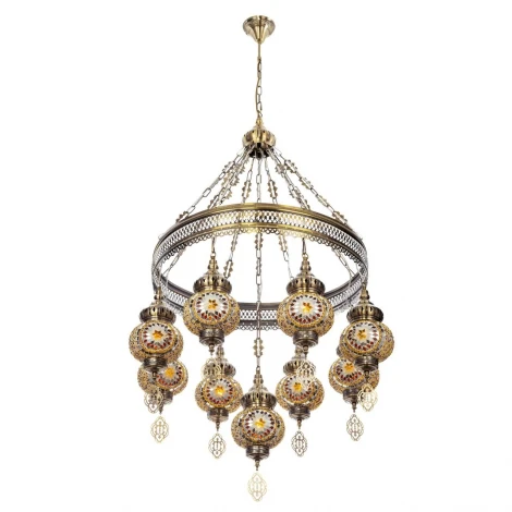 Подвесная люстра с подвесками Citilux Каир CL419185 Мозаика янтарь