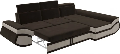 Диван угловой Лига-032 правый угол (Коричневый,Бежевый/Микровельвет) Лига Диванов арт.121654