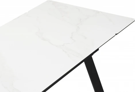 Керамический стол Notta Норман 140(200)х80х75 белый мрамор alpin white / черный арт.612197