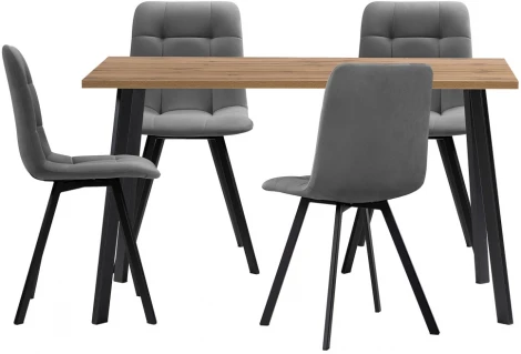 Обеденная группа Notta Эделин темно-серый / дуб вотан / черный матовый 524321