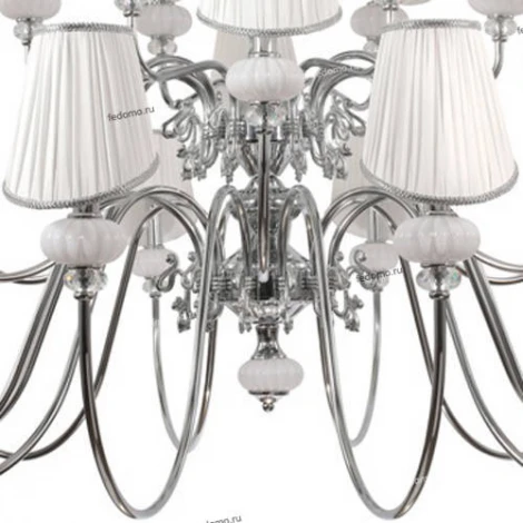 Люстра подвесная Crystal Lux Alma White, 24 плафона, хром с белым и прозрачным