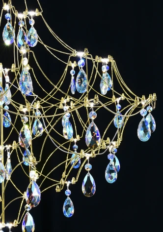 Подвесная люстра светодиодная с пультом и хрустальными подвесками K9 MyFar Allegria MR2642-66P-50СD