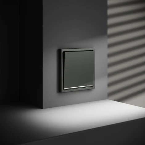 Выключатель одноклавишный с подсветкой (титан) Voltum S70 VLS010206