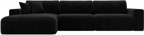 Диван угловой Лига-036 НПБ Классик Лонг левый угол (Черный/Велюр) Лига Диванов арт.121397L