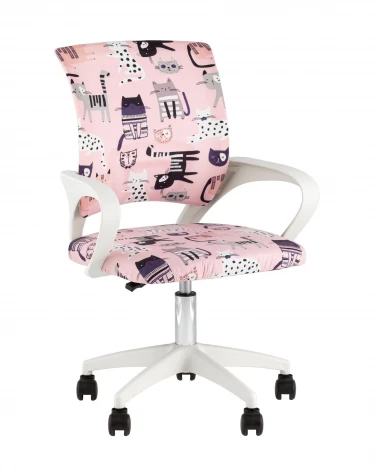 Кресло офисное TopChairs Simple SN Junior принт Pink Cats пластик белый TopChairs УТ000042084