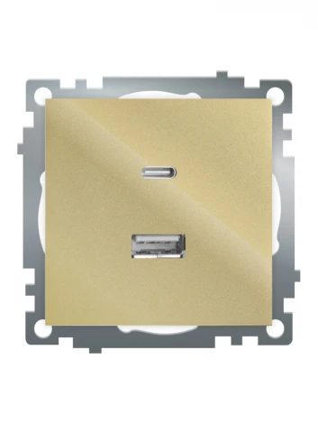 Розетка USB Type A+С (золото) Stekker Катрин 50053