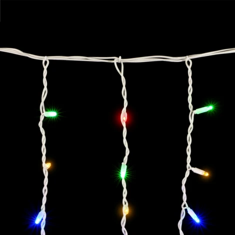 Гирлянда Бахрома 3,2 x 0,9 м Разноцветная 220В, 168 LED, Провод Белый Каучук, IP65