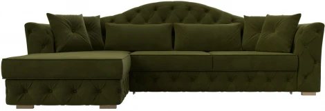 Диван угловой Артис левый угол (Зеленый/Микровельвет) Лига Диванов арт.121596L