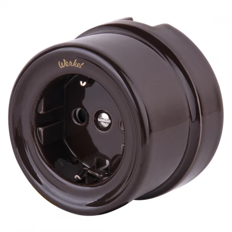 Розетка с заземлением (коричневый) Ретро Werkel W5671014 (a051054)