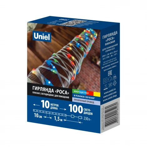 Гирлянда светодиодная "Полоса", 10м. 100 светодиодов, разноцветный свет Uniel ULD-S1000-100/DTA MULTI IP20 DEW BAND