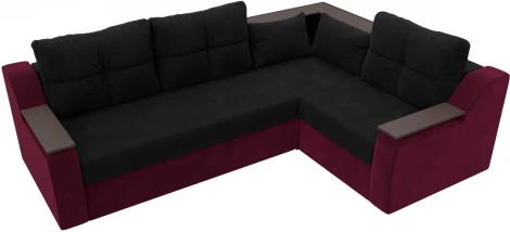Диван угловой Кронос правый угол (Черный,Бордовый/Микровельвет) Лига Диванов арт.114630