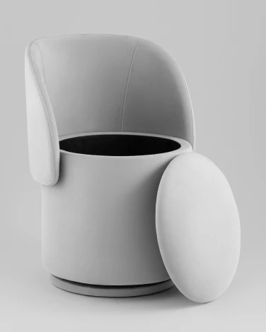 Пуф-трансформер Таунсвилл вращающийся с ящиком велюр светло-серый Stool Group УТ000042266