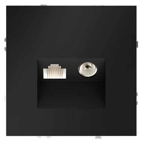 Розетка телевизионная встраиваемая TV+RJ45 Voltum S70 VLS060708 (черный матовый)