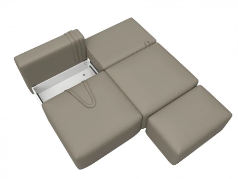 Диван прямой модульный с пуфом Лига-060 НПБ (ЛДСП,Брус,Фанера/Пластик/Экокожа/Бежевый) Лига Диванов 130052