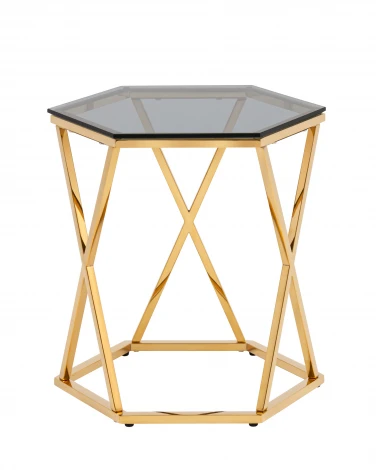 Журнальный столик Stool Group Круз 48*42 стекло smoke сталь золото УТ000036340