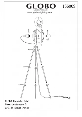 Торшер Globo Ruby 15600S
