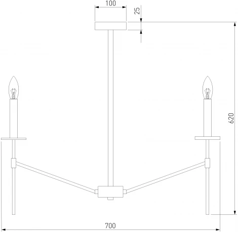 Потолочная люстра Wi-Fi на штанге Eurosvet Anders 60142/6 латунь (220V, управление смартфоном, голосовое управление, умный дом - Minimir Home, Алиса, Маруся, Салют, свеча)