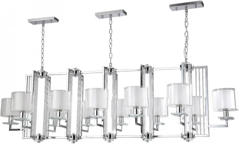 Подвесная люстра большая Crystal Lux Nicolas SP12 L1600 NICKEL/WHITE