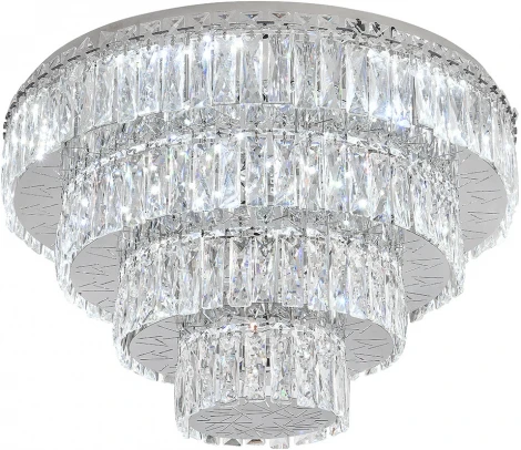 Потолочная люстра ярусная Escada Sublime 562/A LED 96Вт+4х40Вт Е14, 3000-6000К, ПДУ, изменение цветовой температуры, металл/хрусталь, хром/прозрачный (регулировка яркости, 220V)