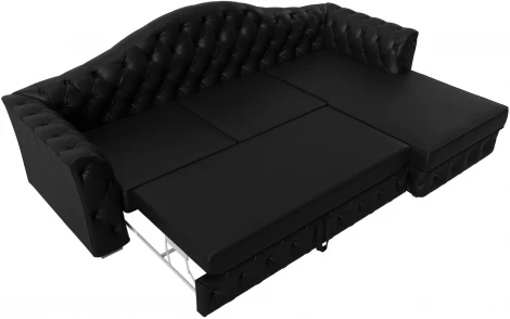 Диван угловой Артис правый угол (Черный/Экокожа) Лига Диванов арт.121634