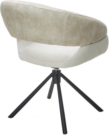 Стул M-City EMBER 360 град. поворот. 7525-01 Бежевый, велюр/ ENJOY-100 Белый, ткань/ Черный