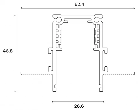 Шинопровод магнитный встраиваемый под гипсокартон 48V 3 м Hesby Lighting ElDeko HSBL_0184