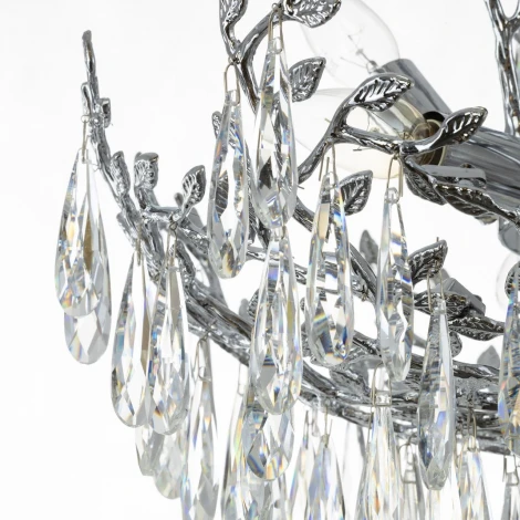 Подвесная люстра Citilux Ritz CL310061 (220V, хрусталь, подвески, на цепи, листья, ветки)