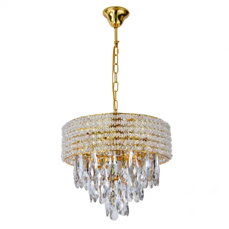 Подвесная люстра с хрустальными подвесками на цепи 140009/5P E14*40W Gold Escada Erawan ES0000013 (220V)