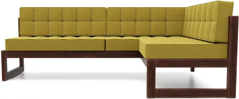 Диван Arsko угловой Сега У орех рогожка горчичная