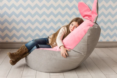 Кресло мешок Dreambag Зайчик Серо-Розовый (Классический) 19190