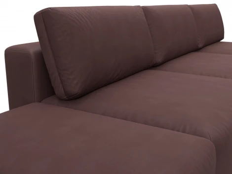 Диван прямой модульный с пуфом Лига-060 НПБ Лонг (ЛДСП,Брус,Фанера/Пластик/Замша/Бордовый) Лига Диванов 129484