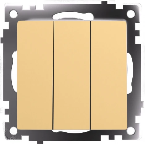 Выключатель трехклавишный (золото) Stekker Катрин 49219