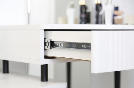 Ева Туалетный столик (без зеркала) Mebelson (ЛДСП,МДФ,ПВХ,Пластик/Светлое дерево,Белый) арт.TS-01.3101