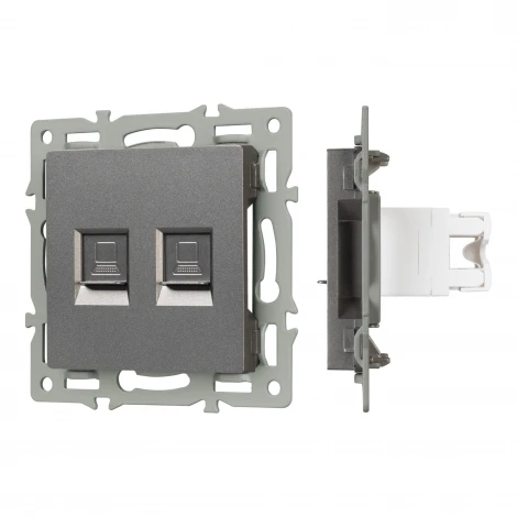 Механизм компьютерной розетки двойной SCT-MPC2-PL-GR (RJ-45, CAT6) (Arlight) 045338