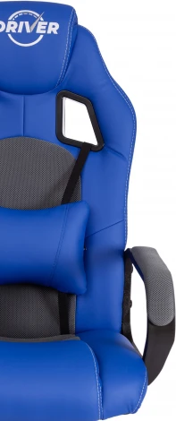 Компьютерное кресло игровое Tetchair DRIVER (Исскуственая кожа,Ткань/Синий,Серый)