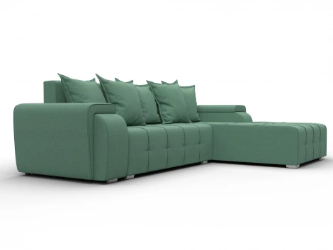 Диван угловой Лига-121 правый угол (ДСП,Брус,Рогожка/Зеленый) Лига Диванов 137344