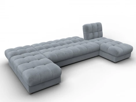 Диван П-образный Лига-116 НПБ (ДСП,ЛДСП,Велюр/Серый) Лига Диванов 137312