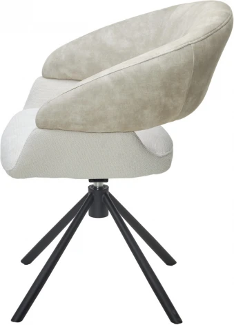 Стул M-City EMBER 360 град. поворот. 7525-01 Бежевый, велюр/ ENJOY-100 Белый, ткань/ Черный