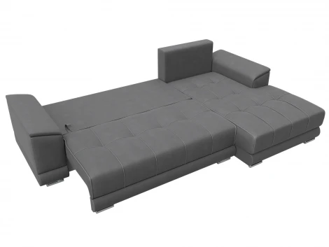 Диван угловой НордСтар правый угол (ДСП,Брус/Пластик/Замша/Серый) Лига Диванов 128212