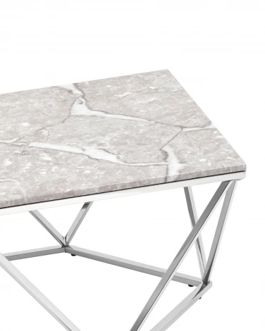 Журнальный столик Stool Group Авалон 122*66 серый мрамор сталь серебро УТ000036331